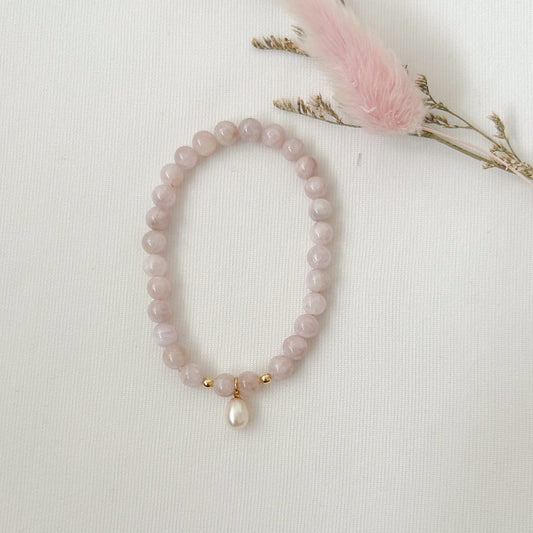 Kunzite Bracelet with Pearl Charm