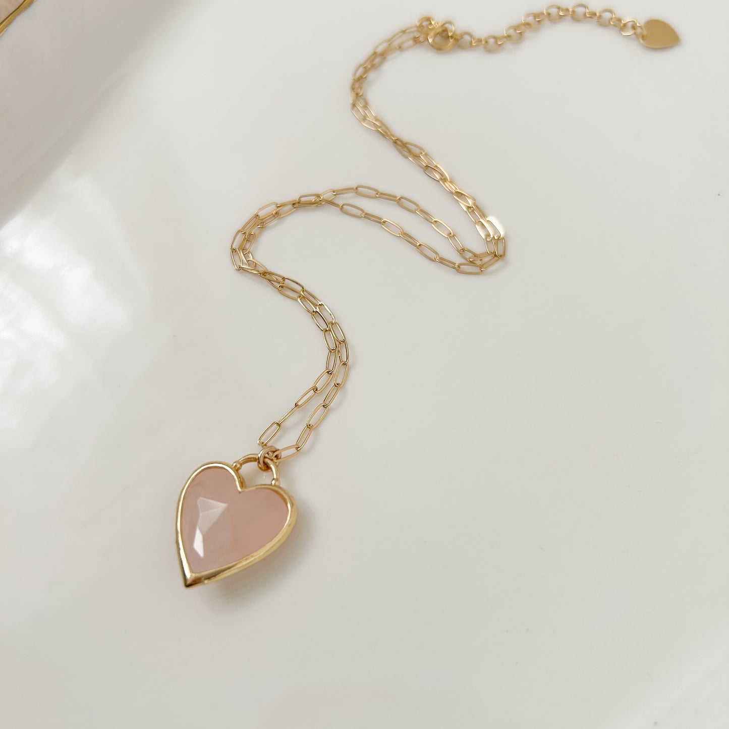 Rose Quartz Heart Pendant Necklace