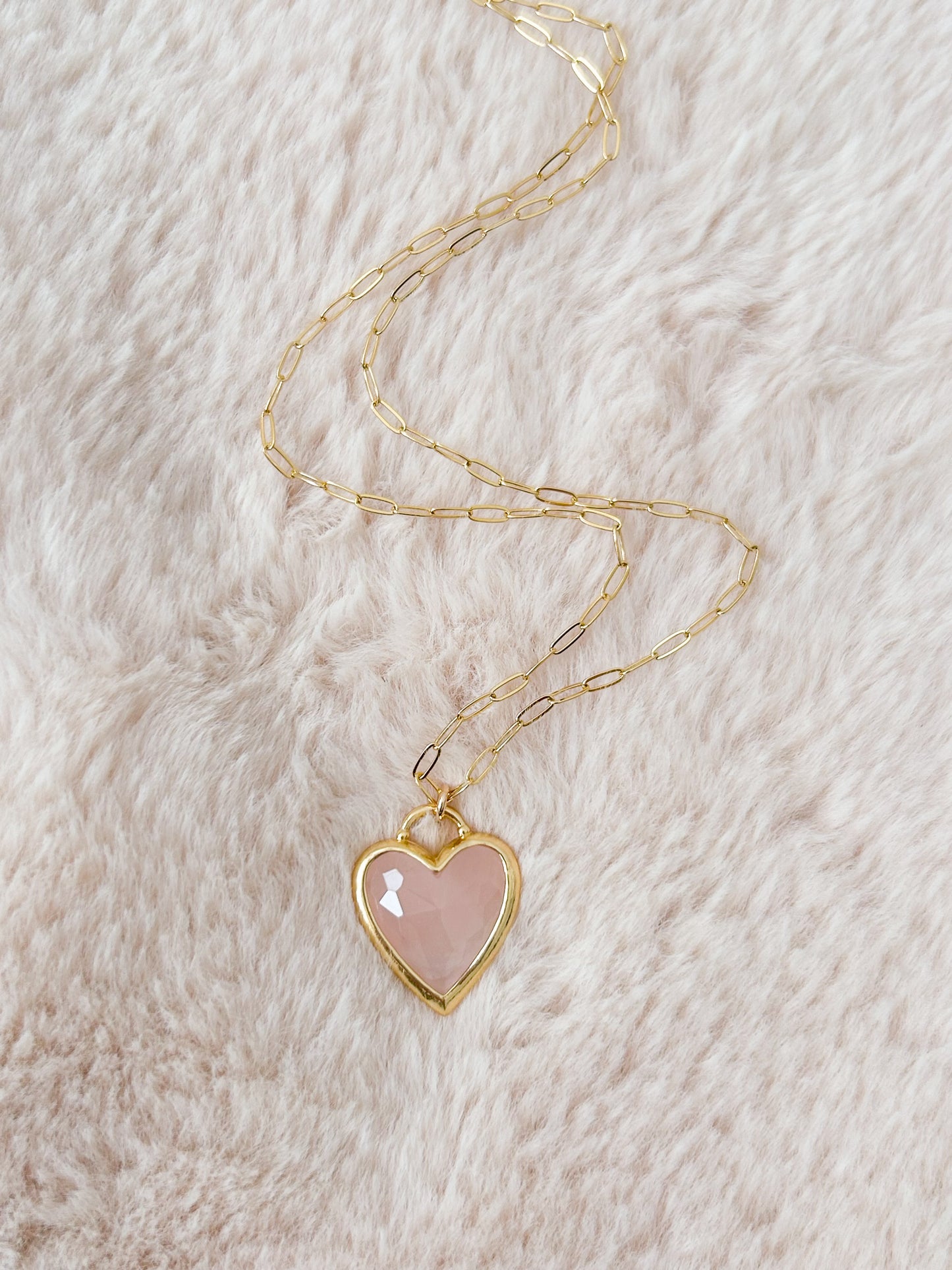 Rose Quartz Heart Pendant Necklace