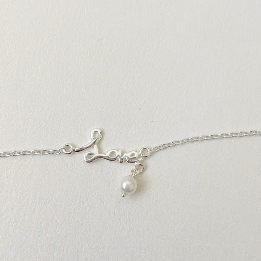 Love Anklet with Pearl Charm