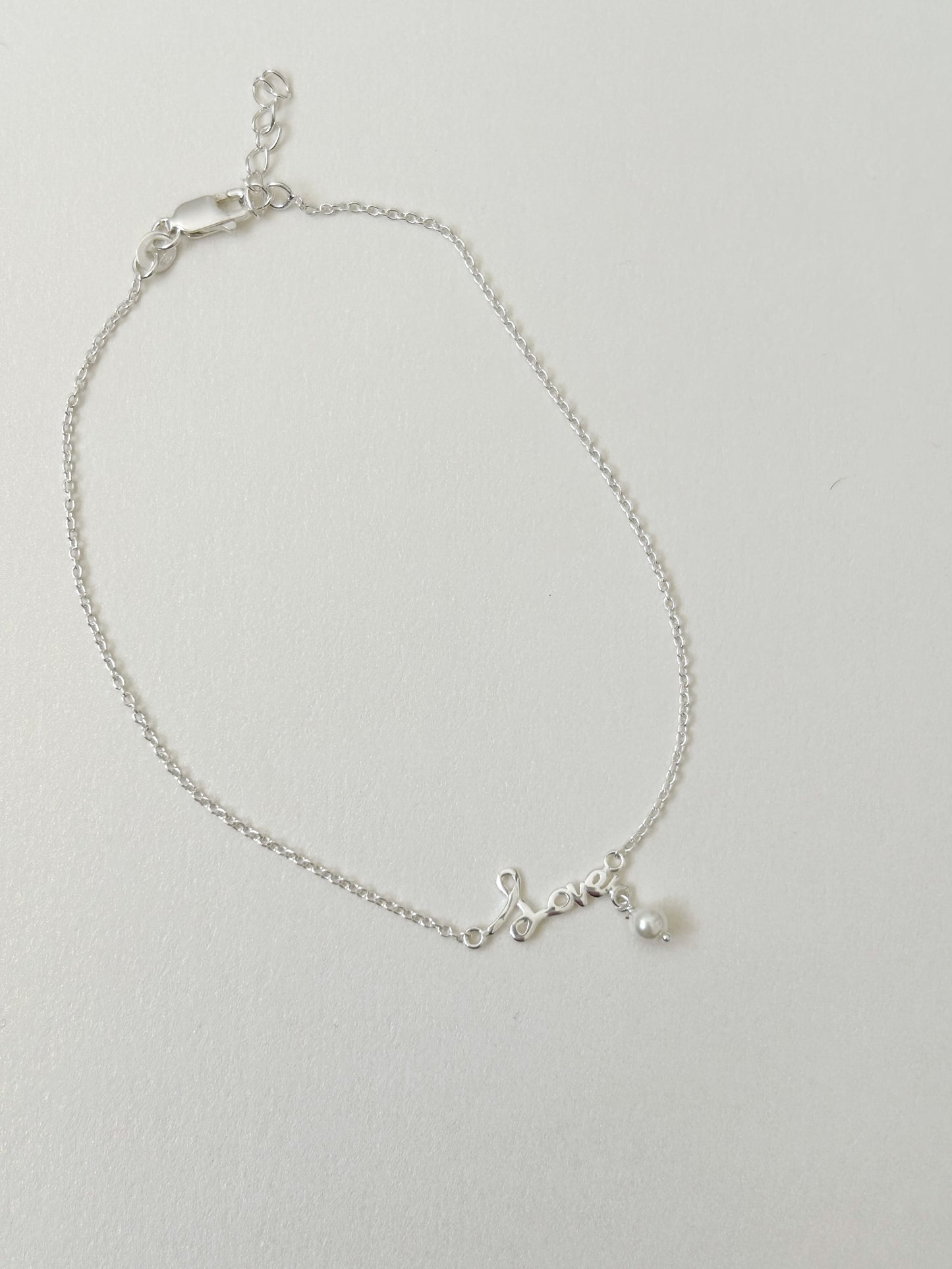 Love Anklet with Pearl Charm