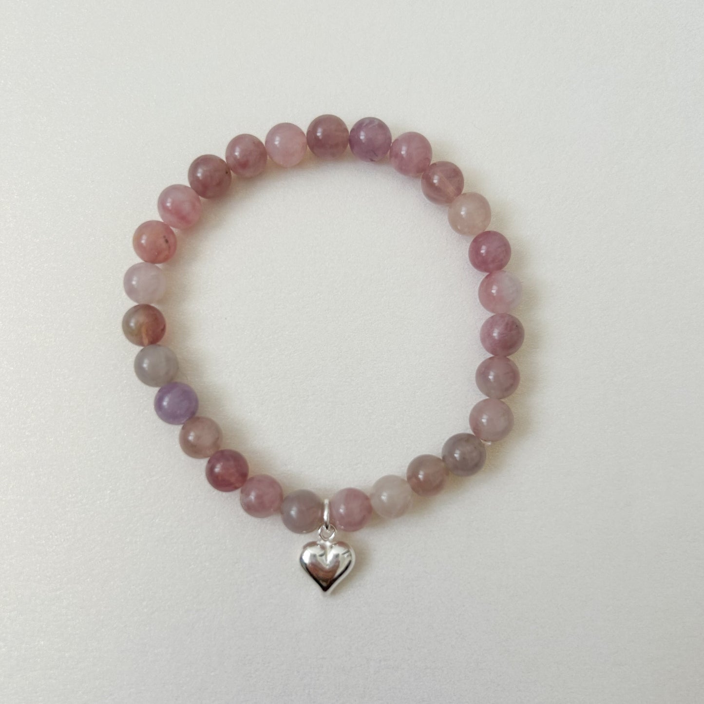 Purple Rose Quartz Heart Bracelet