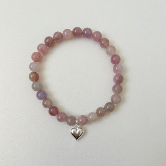 Purple Rose Quartz Heart Bracelet
