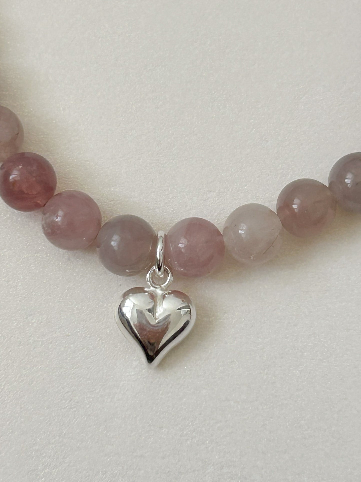 Purple Rose Quartz Heart Bracelet