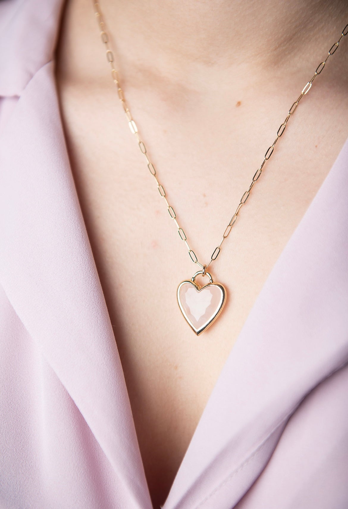 Rose Quartz Heart Pendant Necklace