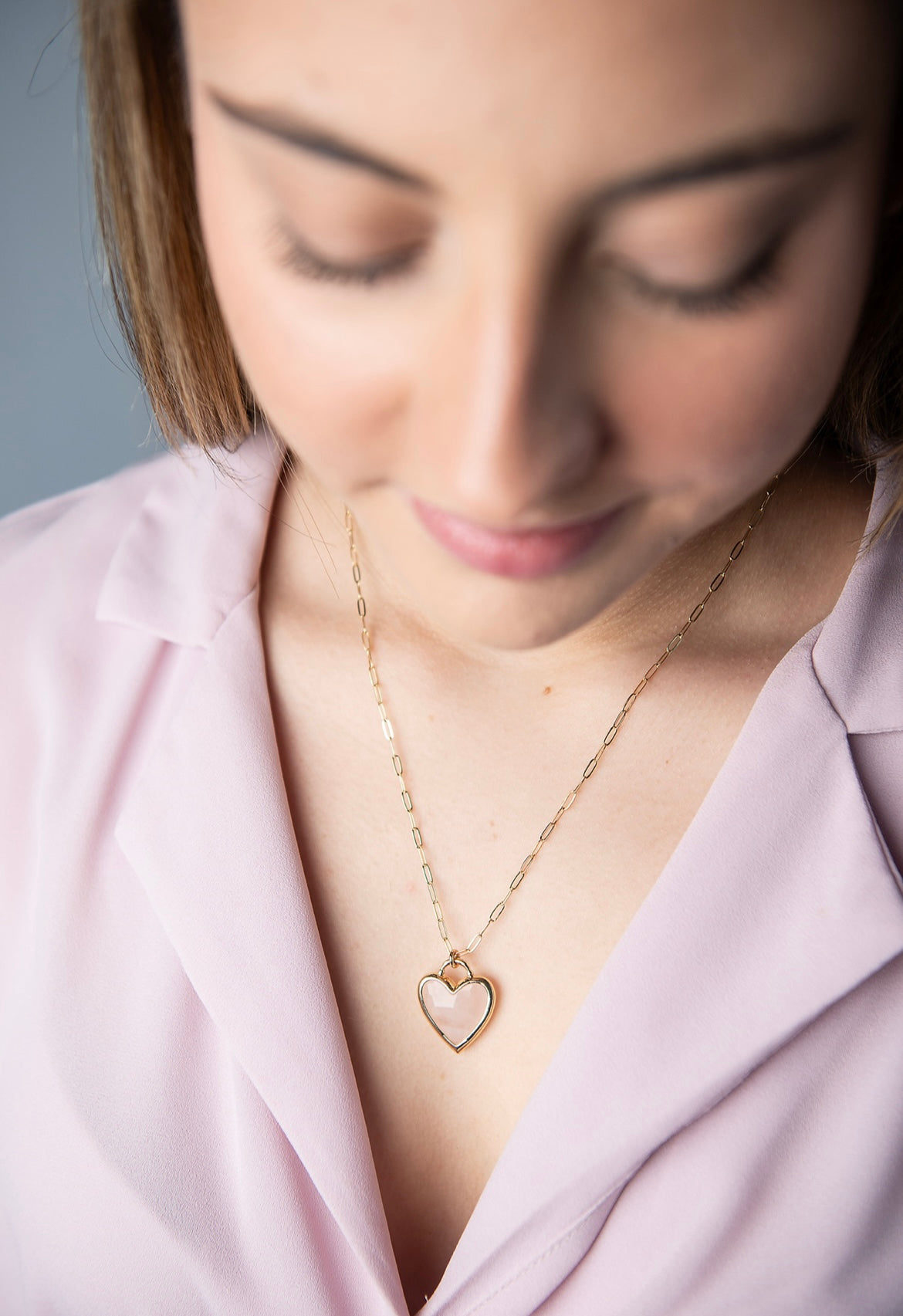 Rose Quartz Heart Pendant Necklace